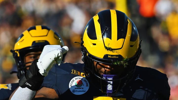 Michigan EDGE Josaiah Stewart in the Rose Bowl