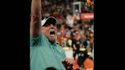 Dan Ionescu, above, was clearly fired up for his superstar daughter.