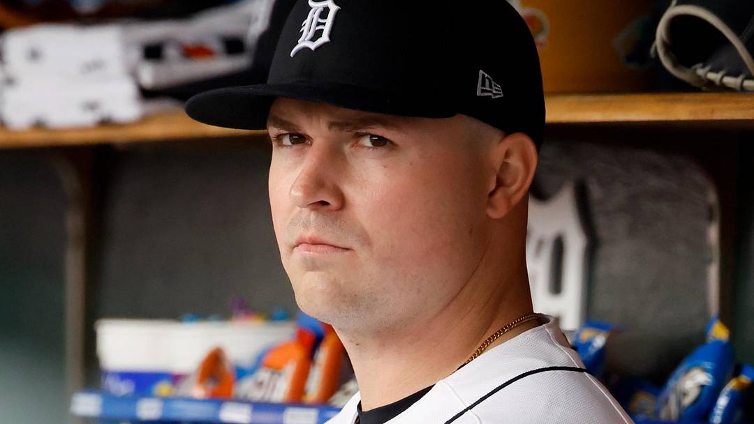 Apr 12, 2026; Detroit, Michigan, USA;  Detroit Tigers pitcher Tarik Skubal (29) in the dugout in the third inning against the Miami Marlins at Comerica Park. Mandatory Credit: Rick Osentoski-Imagn Images