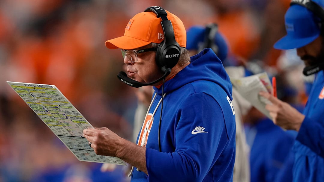 Jan 4, 2026; Denver, Colorado, USA; Denver Broncos head coach Sean Payton in the fourth quarter against the Los Angeles Chargers at Empower Field at Mile High. Mandatory Credit: Isaiah J. Downing-Imagn Images