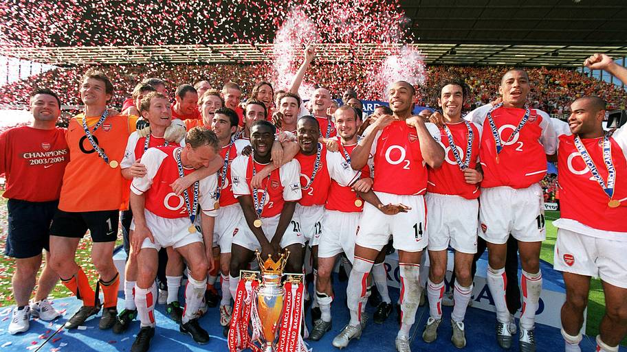 Arsenal celebrating the 2003–04 Premier League title.