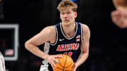 Arizona Wildcats forward Henri Veesaar (13) will have a huge height advantage against Akron in the NCAA Tournament.