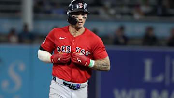 Sep 19, 2025; Tampa, Florida, USA;  Boston Red Sox outfielder Jarren Duran (16) rounds the bases after hitting a two-run home run during the seventh inning against the Tampa Bay Rays at George M. Steinbrenner Field. Mandatory Credit: Kim Klement Neitzel-Imagn Images