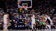 Oklahoma City Thunder guard Shai Gilgeous-Alexander attempts a free throw in the fourth quarter against the Denver Nuggets.