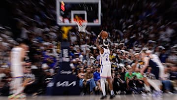 Oklahoma City Thunder guard Shai Gilgeous-Alexander attempts a free throw in the fourth quarter against the Denver Nuggets.