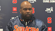 Syracuse head coach Fran Brown addresses the media after loss to No. 9 Notre Dame.