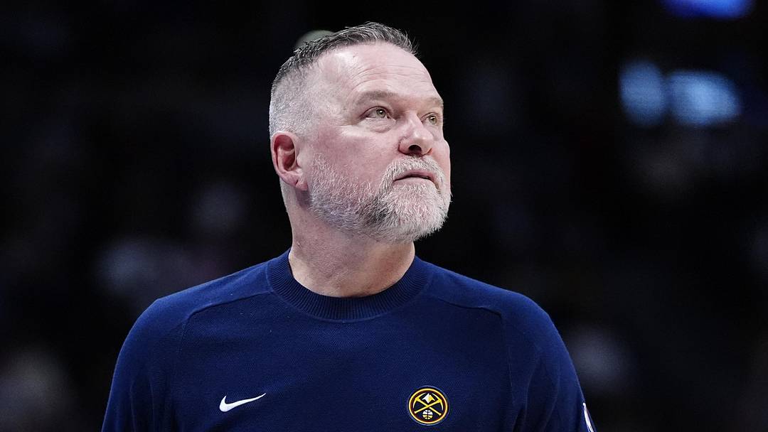 Mar 28, 2025; Denver, Colorado, USA; Denver Nuggets head coach Michael Malone during the second quarter against the Utah Jazz at Ball Arena. Mandatory Credit: Ron Chenoy-Imagn Images
