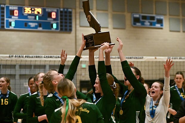 Girls volleyball photo; CIF championships at Santiago Canyon College