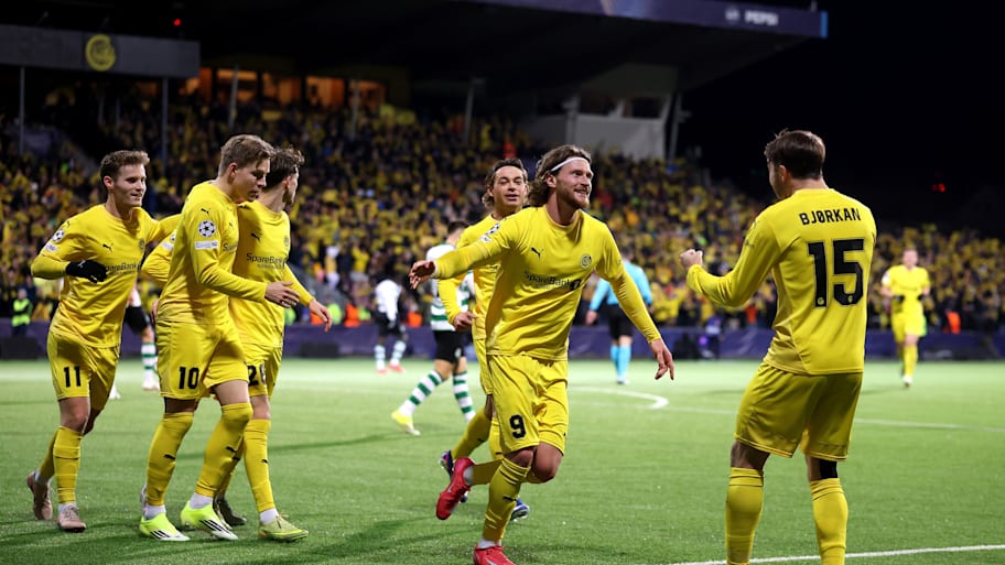 Bødo/Glimt celebrate scoring vs. Sporting CP