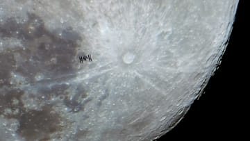 International Space Station captured with the full moon
