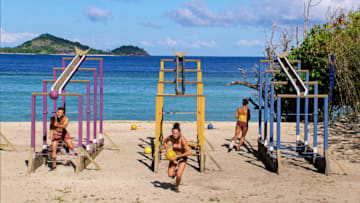 "The Penultimate Step of the War" - Nick Wilson, Sarah Lacina and Michele Fitzgerald on the two-hour Thirteenth episode of SURVIVOR: WINNERS AT WAR, airing Wednesday, May 6th (8:00-10:00 PM, ET/PT) on the CBS Television Network. Photo: Screen Grab/CBS Entertainment ©2020 CBS Broadcasting, Inc. All Rights Reserved
