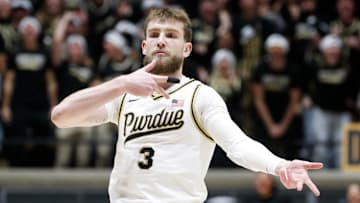 Purdue Boilermakers guard Braden Smith (3) reacts after scoring 