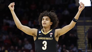 Vanderbilt Commodores guard Tyler Tanner (3) reacts in the second half against the St. Mary's Gaels at Rocket Arena.