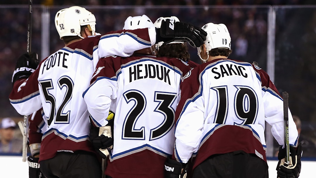 Milan Hejduk, Adam Foote, Joe Sakic