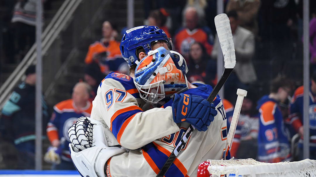 Connor McDavid and Calvin Pickard Connor McDavid and Calvin Pickard