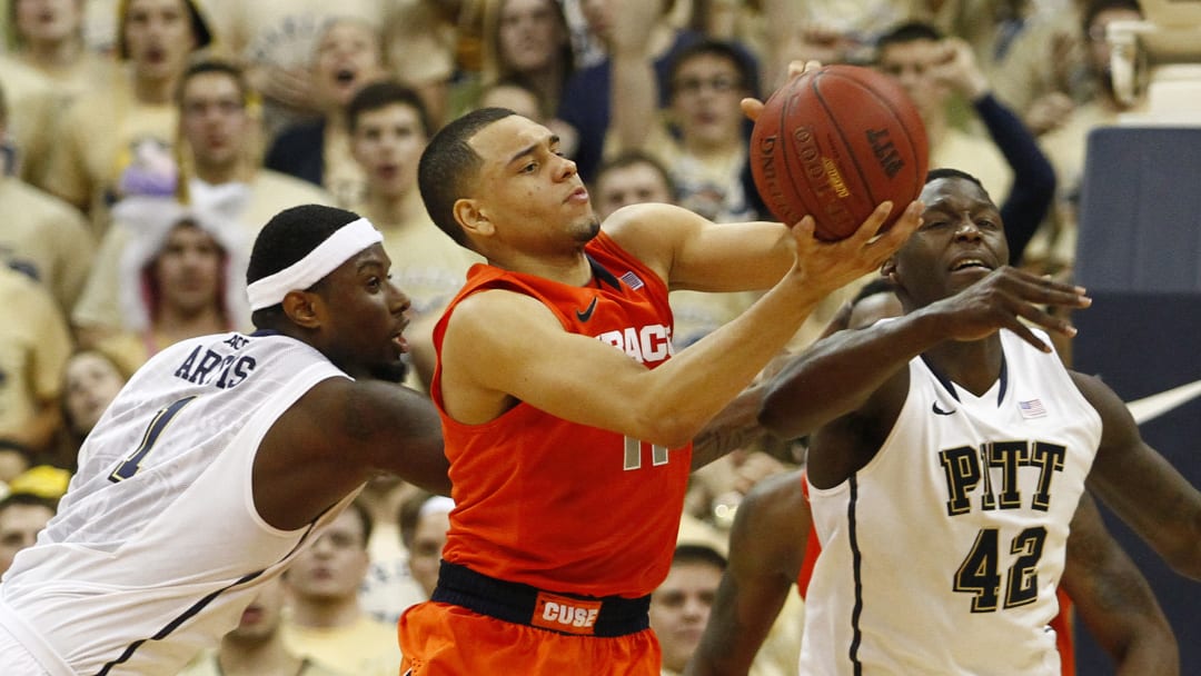 In another Syracuse basketball flashback to 2014, Tyler Ennis drills a deep shot at the buzzer to stun Pitt on the road.