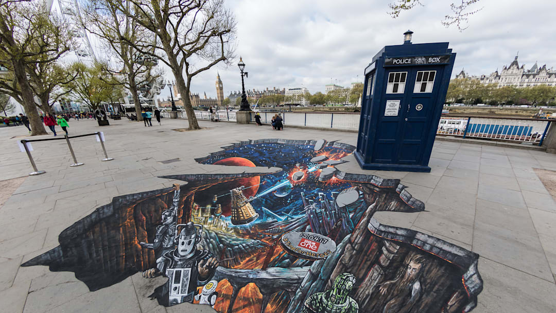 Peter Capaldi And New Doctor Who Companion Pearl Mackie Pose In Costume With The Tardis And A Huge