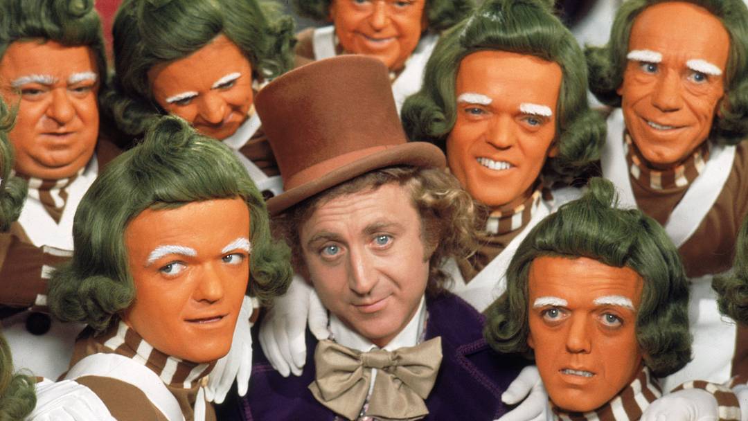 WILLY WONKA AND THE CHOCOLATE FACTORY - A family musical fantasy in which an eccentric candy maker hides five golden tickets inside five candy bars and then tests the honesty of the winners to determine who gets the dream-of-a-lifetime jackpot.
(©WOLPER PICTURES, LTD.)
GENE WILDER, OOMPA LOOMPAS WILLY WONKA AND THE CHOCOLATE FACTORY - A family musical fantasy in which an eccentric candy maker hides five golden tickets inside five candy bars and then tests the honesty of the winners to determine who gets the dream-of-a-lifetime jackpot.
(©WOLPER PICTURES, LTD.)
GENE WILDER, OOMPA LOOMPAS