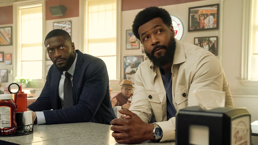 Aldis Hodge as Alex Cross & Isaiah Mustafa as John Sampson. Photo Courtesy of Ian Watson/Prime Video
