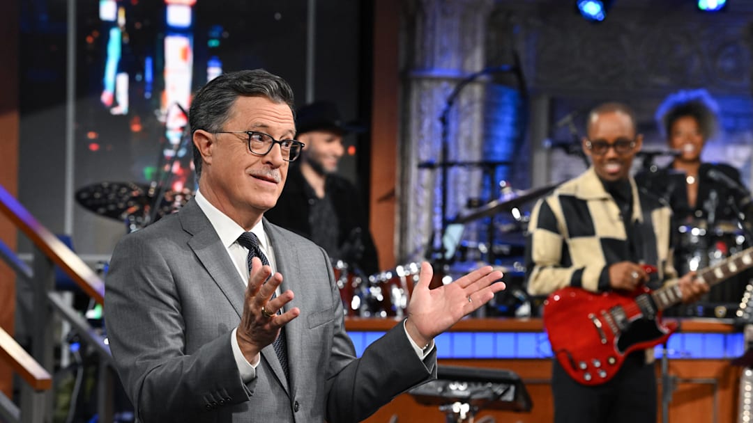 The Late Show with Stephen Colbert during Monday’s July 14, 2025 show. Photo: Scott Kowalchyk ©2025 CBS Broadcasting Inc. All Rights Reserved. The Late Show with Stephen Colbert during Monday’s July 14, 2025 show. Photo: Scott Kowalchyk ©2025 CBS Broadcasting Inc. All Rights Reserved.