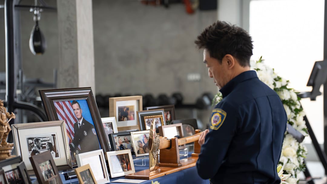 9-1-1 - ÒThe Last AlarmÓ - Following the tragic events at the lab, the 118 must come together to lay their fallen hero to rest. Meanwhile, despite her own grief, Athena re-investigates the death of a child to help a grieving mother. THURSDAY, MAY 1 (8:00-9:00 p.m. EDT) on ABC. (Disney/Christopher Willard) 
KENNETH CHOI