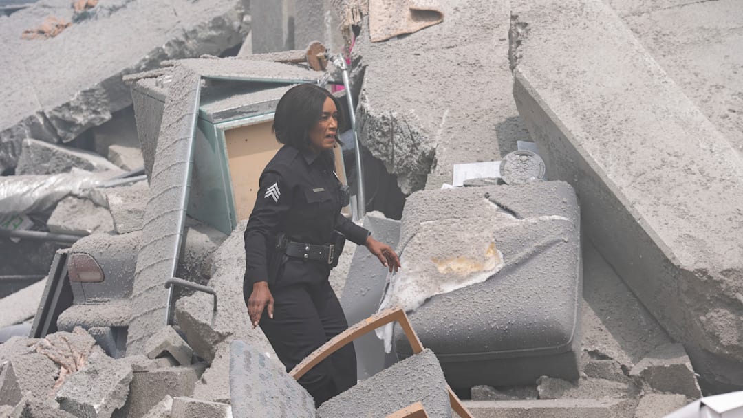 9-1-1 - “Seismic Shifts” - The 118, still reeling from their recent loss, is dispatched to a mass casualty event after a high-rise apartment building collapses. Then, Athena and Chimney have to work together to save a familiar face.THURSDAY, MAY 15 (8:00-9:00 p.m. EDT) on ABC. (Disney/Christopher Willard) 
ANGELA BASSETT