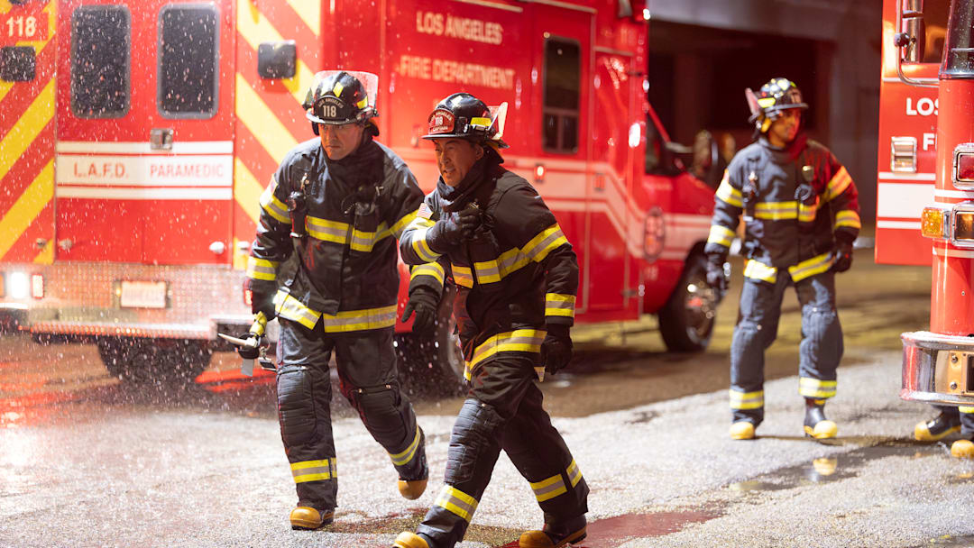 9-1-1: “Handle with Care” - Harry’s first day as a probie proves to be more challenging than Chimney expects. Meanwhile, Eddie and Hen are called into court over a former patient that brings back some old demons. THURSDAY, JAN. 29 (8:00-9:00 p.m. EST) on ABC. (Disney/Christopher Willard) 
RYAN GUZMAN, KENNETH CHOI