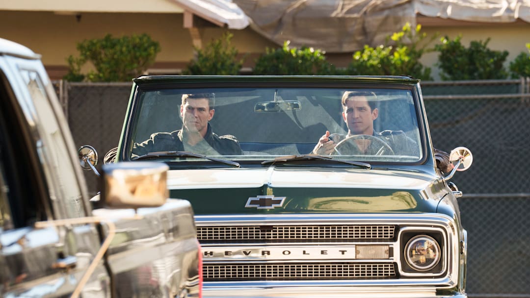 "Feelin Alright?" -- Coverage of the CBS Original Series NCIS: ORIGINS, scheduled to air Tuesday, March 17 (9:00-10:00 PM, ET/PT). Pictured L to R: Austin Stowell as Leroy Jethro Gibbs and Shea Buckner as NIS Special Agent Dwayne Pride Photo: Greg Gayne/CBS ©2025 CBS Broadcasting, Inc. All Rights Reserved. "Feelin Alright?" -- Coverage of the CBS Original Series NCIS: ORIGINS, scheduled to air Tuesday, March 17 (9:00-10:00 PM, ET/PT). Pictured L to R: Austin Stowell as Leroy Jethro Gibbs and Shea Buckner as NIS Special Agent Dwayne Pride Photo: Greg Gayne/CBS ©2025 CBS Broadcasting, Inc. All Rights Reserved.