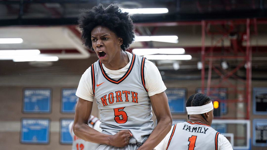 North's Amir Jenkins celebrates against Xaverian.