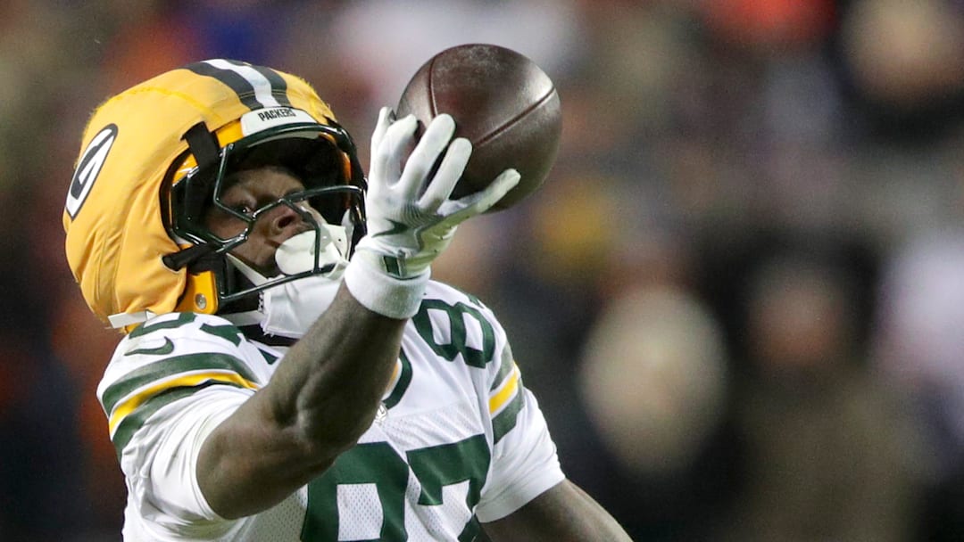 Green Bay Packers wide receiver Romeo Doubs (87) makes a catch against the Chicago Bears during their wild-card playoff football game Saturday, January 10, 2026, at Soldier Field in Chicago, Illinois. The Bears defeated the Packers 31-27.
Wm. Glasheen /USA TODAY NETWORK-Wisconsin.