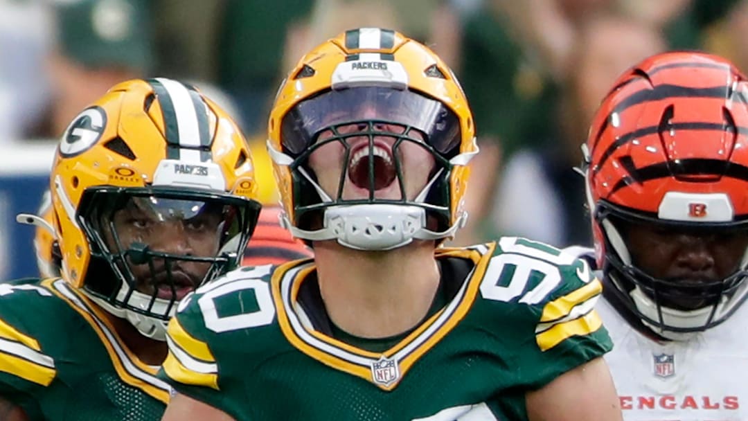 Green Bay Packers defensive end Lukas Van Ness