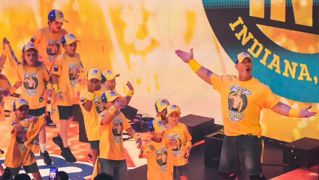 John Cena is introduced Saturday, Sept. 20, 2025, during WWE WrestlePalooza at Gainbridge Fieldhouse in Indianapolis.