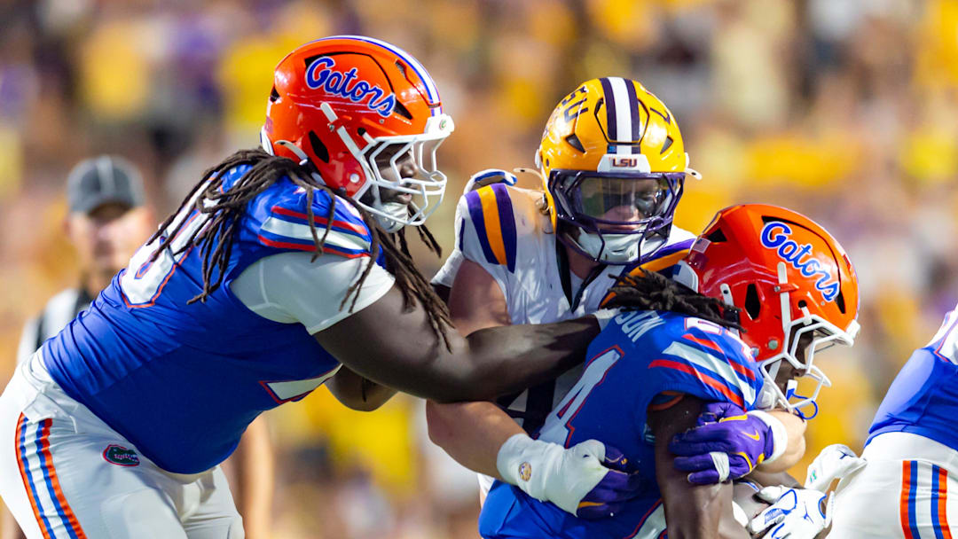 Jack Pyburn 44, LSU Tigers take on the Florida Gators. Sept 13, 2025; Baton Rouge, Louisiana, USA; at Tiger Stadium.