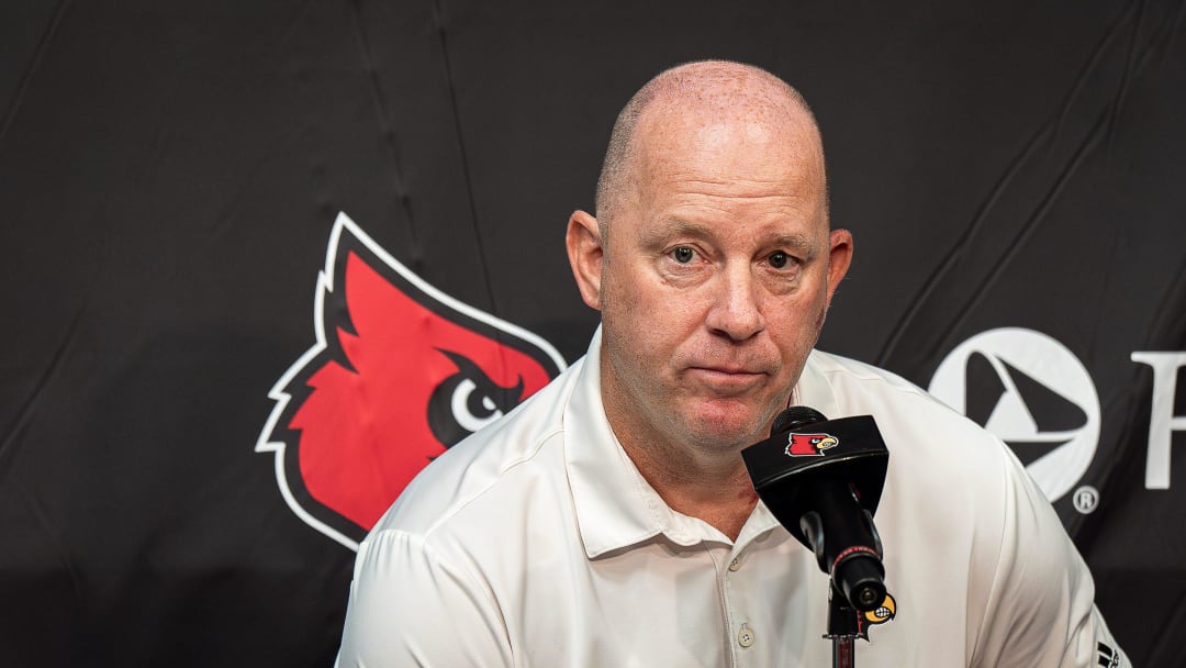 University of Louisville head football coach Jeff Brohm took questions from the media
