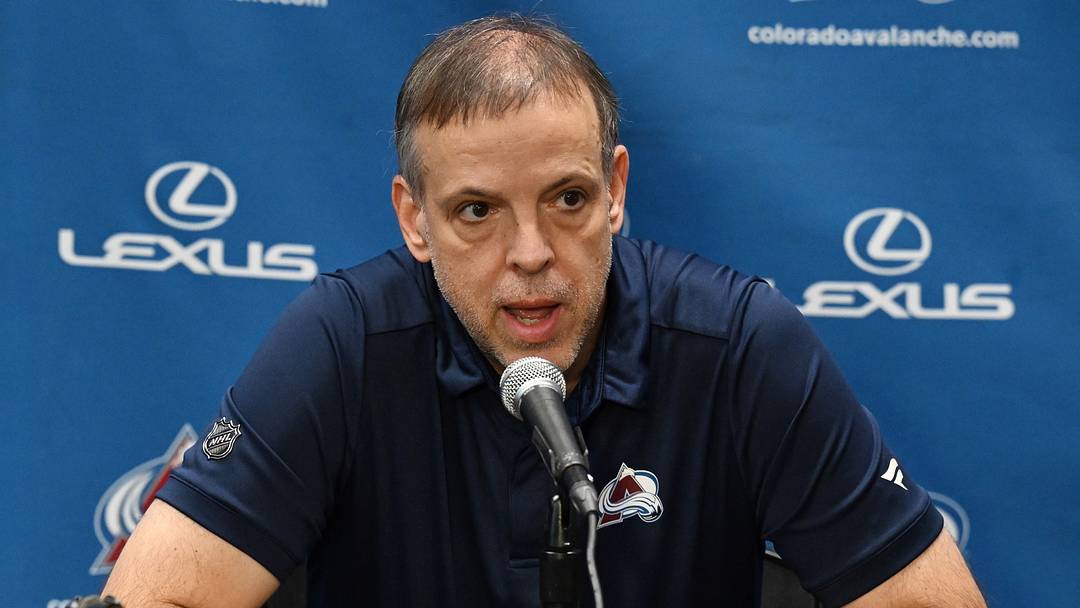 CENTENNIAL, CO- OCTOBER 6: Colorado Avalanche general manager Chris MacFarland speaks during a post-practice press conference at Family Sports Center in Centennial, Colo., on Oct. 6, 2025. (Photo by RJ Sangosti/MediaNews Group/The Denver Post via Getty Images)