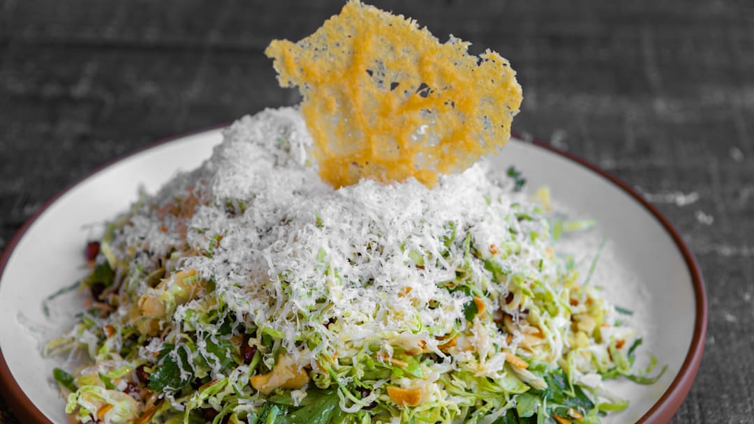 Shaved Brussels Sprout Salad With Red Wine Vinegar and Dijon Vinaigrette 