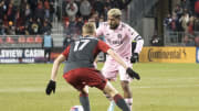 Sigurd Rosted #17 (L) and Josef Martínez #17 (R) seen in...