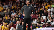 Dec 21, 2024; Minneapolis, Minnesota, USA; Minnesota Golden Gophers head coach Ben Johnson looks on during the first half against the Fairleigh Dickinson Knights at Williams Arena. Mandatory Credit: Matt Krohn-Imagn Images