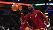 Dec 10, 2021; Minneapolis, Minnesota, USA;  Cleveland Cavaliers center Tacko Fall (99) warms up before a game against the Minnesota Timberwolves at Target Center. Mandatory Credit: Nick Wosika-Imagn Images

