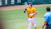 Tigers catcher Brady Neal 16 scores a run as The LSU Tigers take on Texas A & M. Sunday, May 5, 2024.