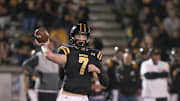 Newbury Park quarterback Brady Smigiel fires a pass downfield against Ventura during the third quarter of their CIF-SS Division 5 first-round playoff game on Friday, Nov. 3, 2023, at Newbury Park High. The Panthers won 42-30.