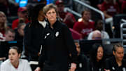 Indiana Hoosiers head coach Teri Moren watches her defense Friday, March 7, 2025, against the USC Trojans during the Big Ten women's tournament at Gainbridge Fieldhouse in Indianapolis.
