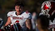 Indiana's Aiden Fisher (4) during spring football practice on Thursday, April 10, 2025.