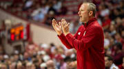 Indiana coach Darian DeVries on the sideline Oct. 17, 2025, against Marian University at Simon Skjodt Assembly Hall.