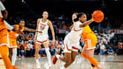 Texas Longhorns forward Madison Booker (35) reaches for the ball after it flies loose in the first half as the Texas Longhorns take on the Tennessee Lady Vols in the Moody Center, Jan. 23, 2025.