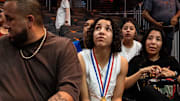 Aaliyah Chavez, the Nation's No. 1 recruit and Texas State Champion watches the Longhorns warm up ahead of the their game against the Florida Gators, March 2, 2025.