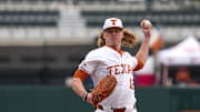 Texas Longhorns pitcher Jared Spencer (12) throws a pitch during the game against Dartmouth at UFCU Disch-Falk Field on Friday, Feb. 21, 2025.