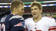 Aug 29, 2013; Foxborough, MA, USA; New England Patriots quarterback Tom Brady (12) and New York