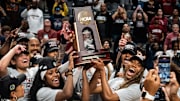 South Carolina celebrates advancing to the women's Final Four.