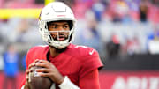 Arizona Cardinals quarterback Jacoby Brissett (7) prepares to play the Los Angeles Rams at State Farm Stadium on Dec 7, 2025, in Glendale, Ariz.